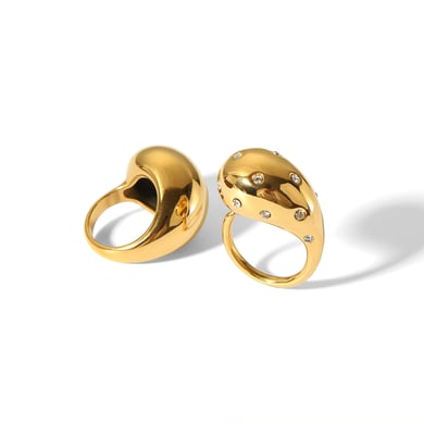 1 Stück kreativer und modischer 18 Karat vergoldeter Edelstahl-Diamant-Delfinring, geeignet für den Alltag von Frauen h5 Bild6