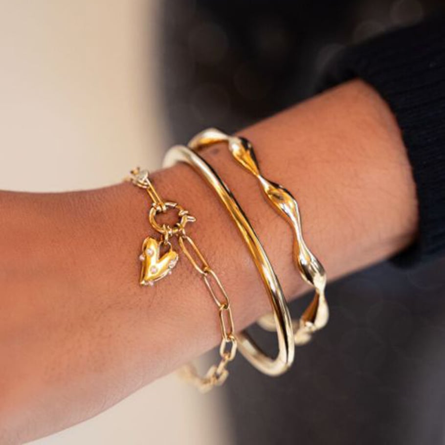 Europäischer und amerikanischer grenzüberschreitender Ins-Stil Persönlichkeitstrend 18 Karat Gold Edelstahl Liebe klebrige Perlenanhänger Armband Schmuck Großhandel Frauen Bild6