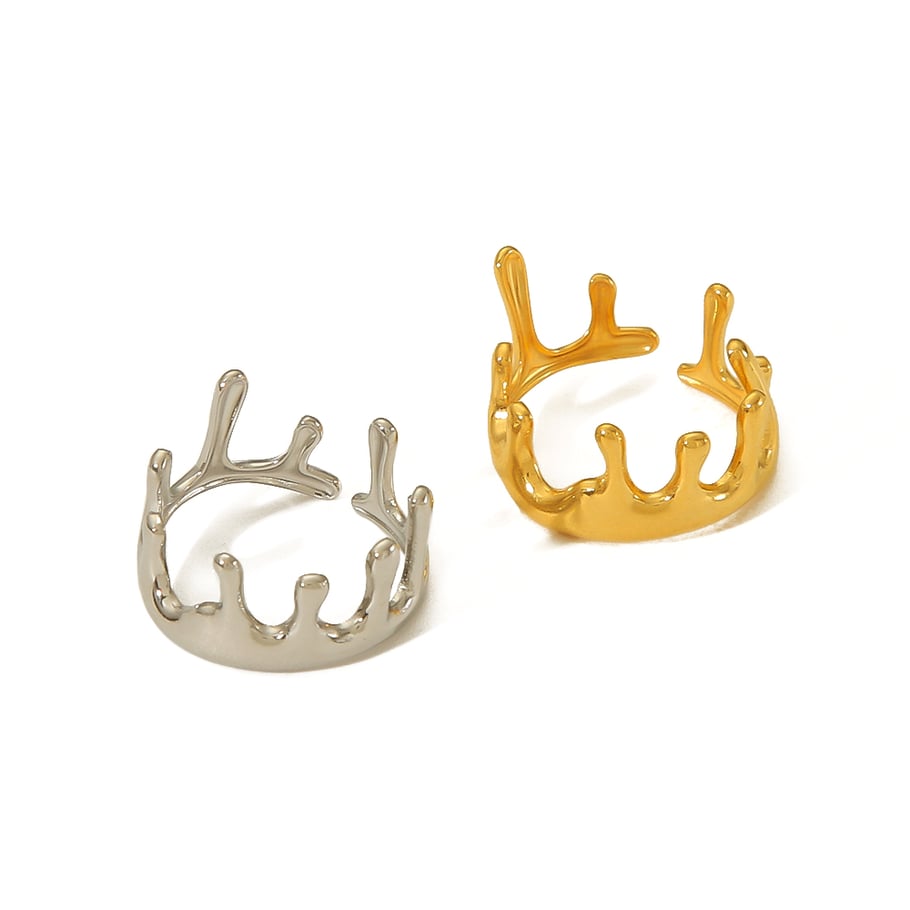 1 piece of simple and fashionable 18k gold-plated stainless steel irregular geometric open ring suitable for women's daily wear Picture5