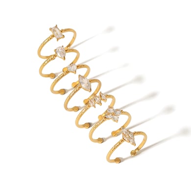 1 Stück schlichter und modischer offener Ring aus 18 Karat vergoldetem Edelstahl mit geometrischem Zirkonia für Damen zum täglichen Tragen h5 Bild5