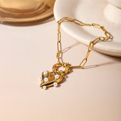Europäischer und amerikanischer grenzüberschreitender Ins-Stil Persönlichkeitstrend 18 Karat Gold Edelstahl Liebe klebrige Perlenanhänger Armband Schmuck Großhandel Frauen h5 Bild4