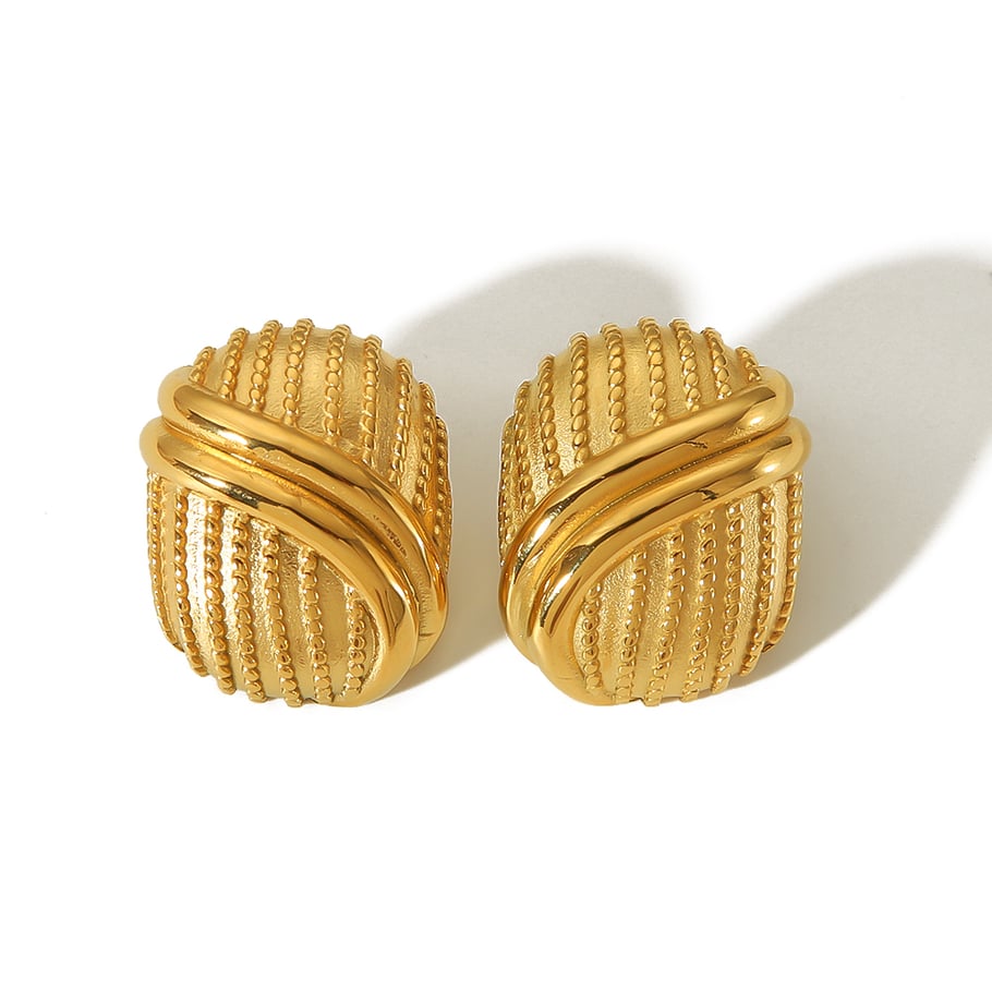 1 pair of personalized classic 18k gold-plated stainless steel geometric symmetrical croissant earrings for women's daily wear Picture6