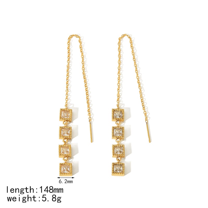 1 pair of stylish stainless steel cubic zirconia heart geometric earrings for women's daily jewelry Picture8