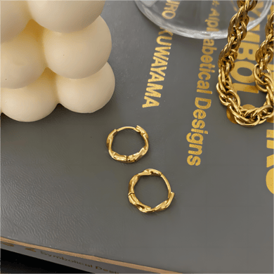 1 pair of exquisite simple 18k gold-plated stainless steel twist hoop earrings for women's jewelry for daily wear h5 Picture3