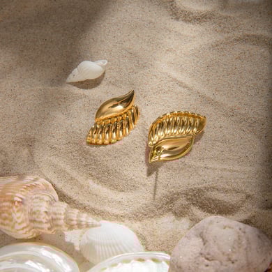 europäische und amerikanische grenzüberschreitende -stil damen einfache und modische 18 karat gold edelstahl doppelschichtige glänzende wassertropfen ohrringe ohrringe h5 Bild2