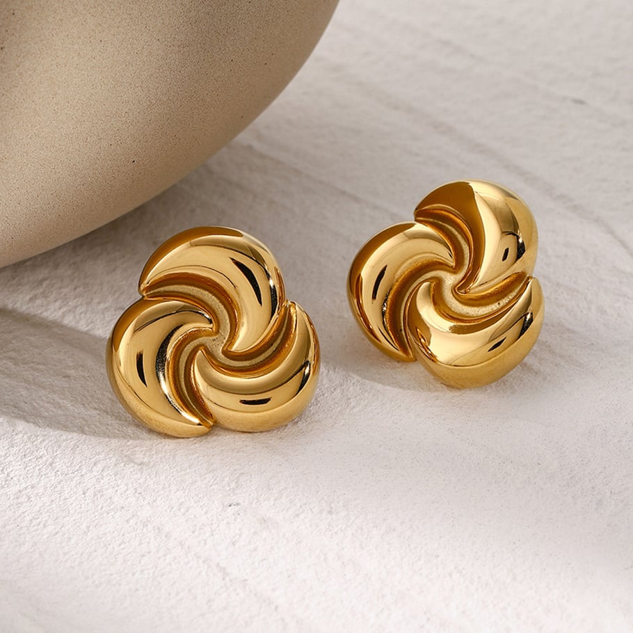 Ins Internet celebrity same style 18k gold stainless steel rotating half-moon earrings European and American cross-border fashion simple titanium steel earrings Picture4