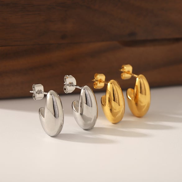 1 pair of creative and fashionable 18k gold-plated stainless steel irregular geometric earrings for women for daily wear 2