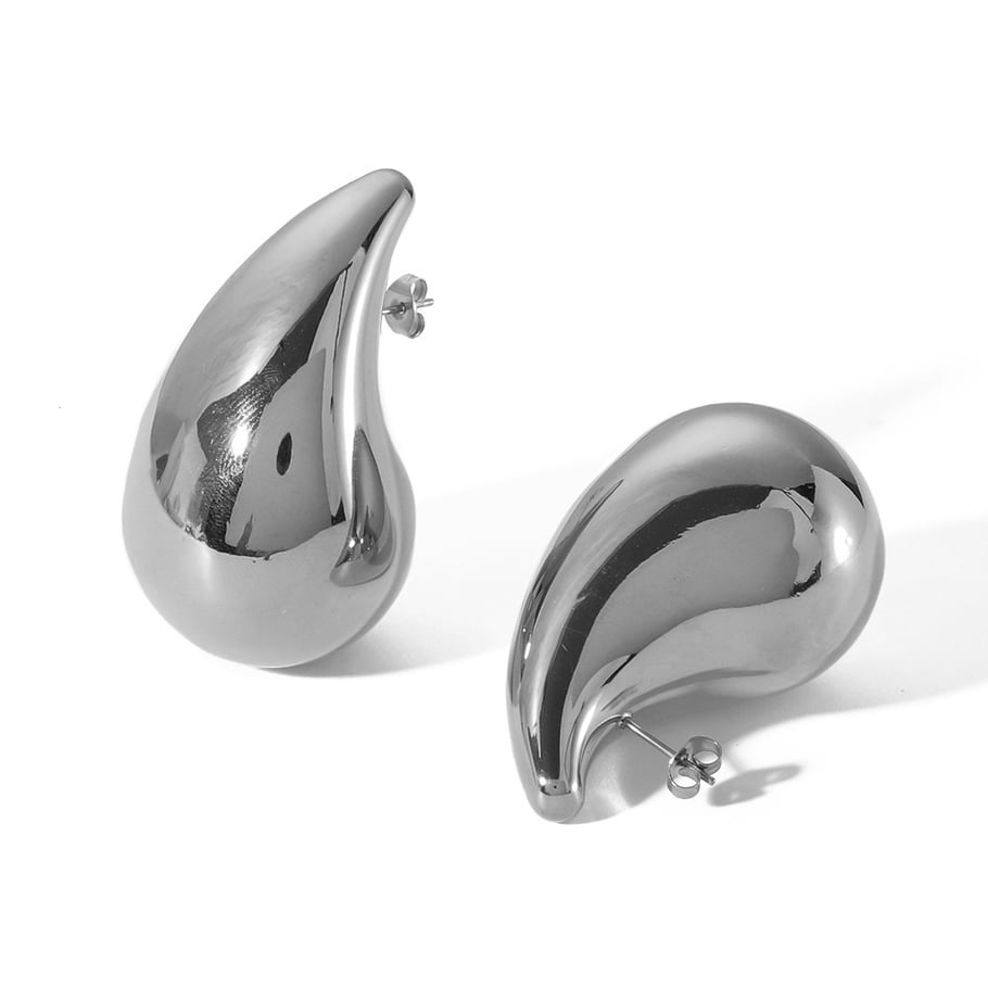 1 Paar schlichte und stilvolle dicke, glänzende Wassertropfen-Ohrringe aus 18 Karat vergoldetem Edelstahl für Damenschmuck zum täglichen Tragen Bild4