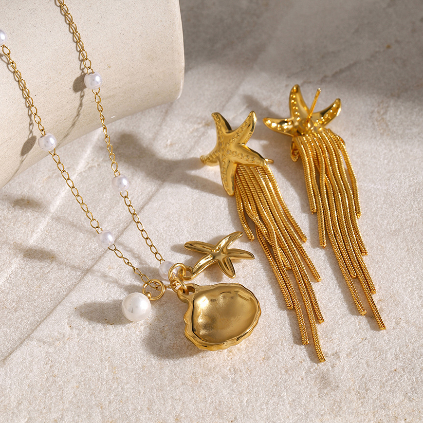 1 Paar Simple Series Retro Turtle Edelstahl Goldfarben Damen Ohrringe Set Bild3