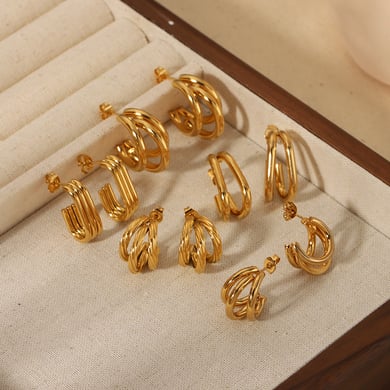 1 pair of simple and fashionable 18k gold-plated stainless steel irregular geometric metal wire earrings for women's jewelry for daily wear h5 Picture4