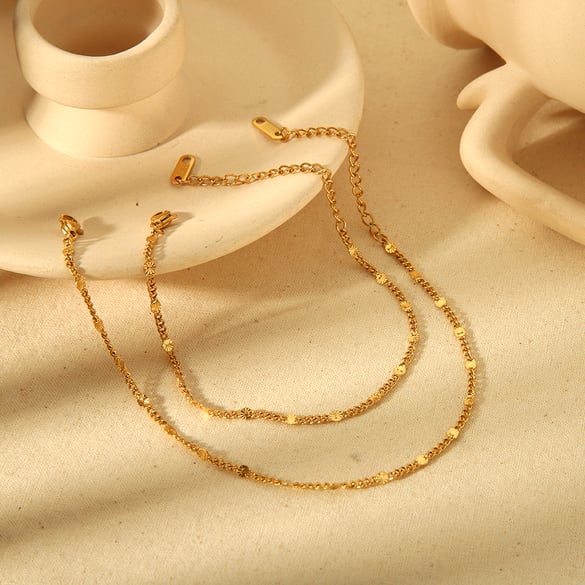 1 piece of simple and fashionable 18K gold-plated stainless steel geometric chain bracelet for women for daily wear