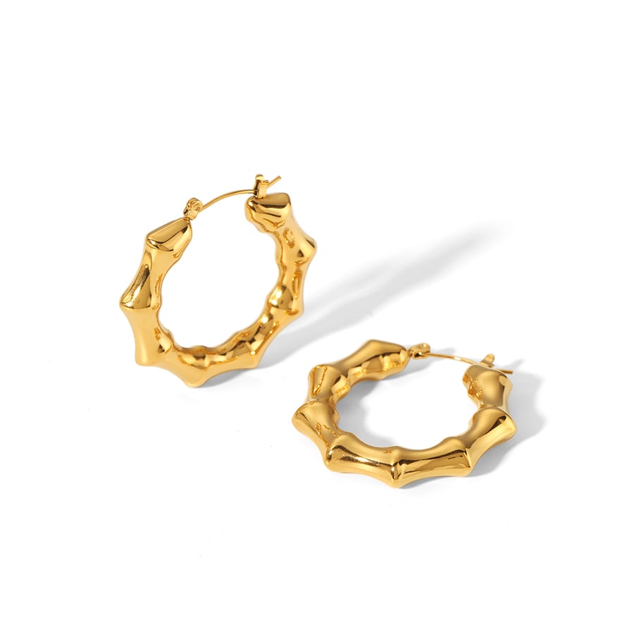 1 pair of classic fashion 18k gold-plated stainless steel multi-sided hollow earrings for women's jewelry for daily wear Picture6