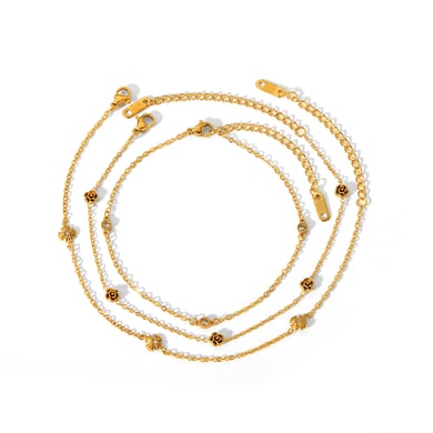 1 Stück exquisites und modisches Fußkettchen aus 18 Karat vergoldetem Edelstahl mit Zirkonia-Rosen für Damen zum täglichen Tragen h5 Bild5