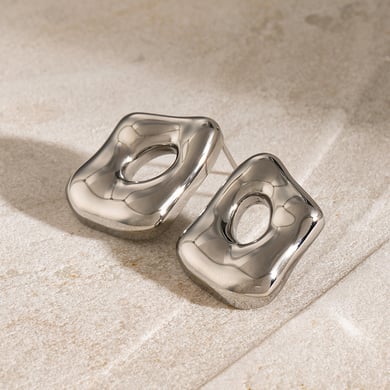 18 Karat Gold Edelstahl speziell geformte hohle Ohrringe Europäische und amerikanische Nische einzigartiges Design hochwertige geometrische Ohrringe aus Titanstahl h5 Bild7