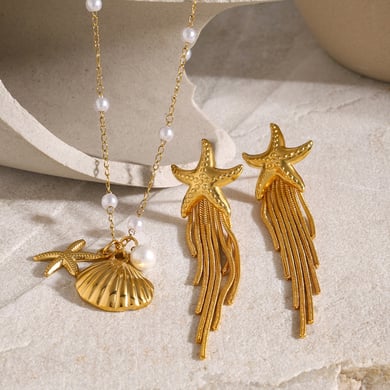 1 Paar Simple Series Retro Turtle Edelstahl Goldfarben Damen Ohrringe Set h5 Bild4