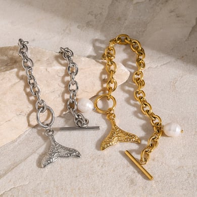 18k gold stainless steel starfish shell conch bracelet 2024 European and American summer new ocean series titanium steel bracelet h5 Picture8