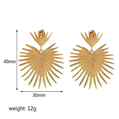 1 Stück personalisierte, modische, fächerförmige Ohrringe aus 18 Karat vergoldetem Edelstahl mit Quaste für den Alltag von Damen h5 Bild4