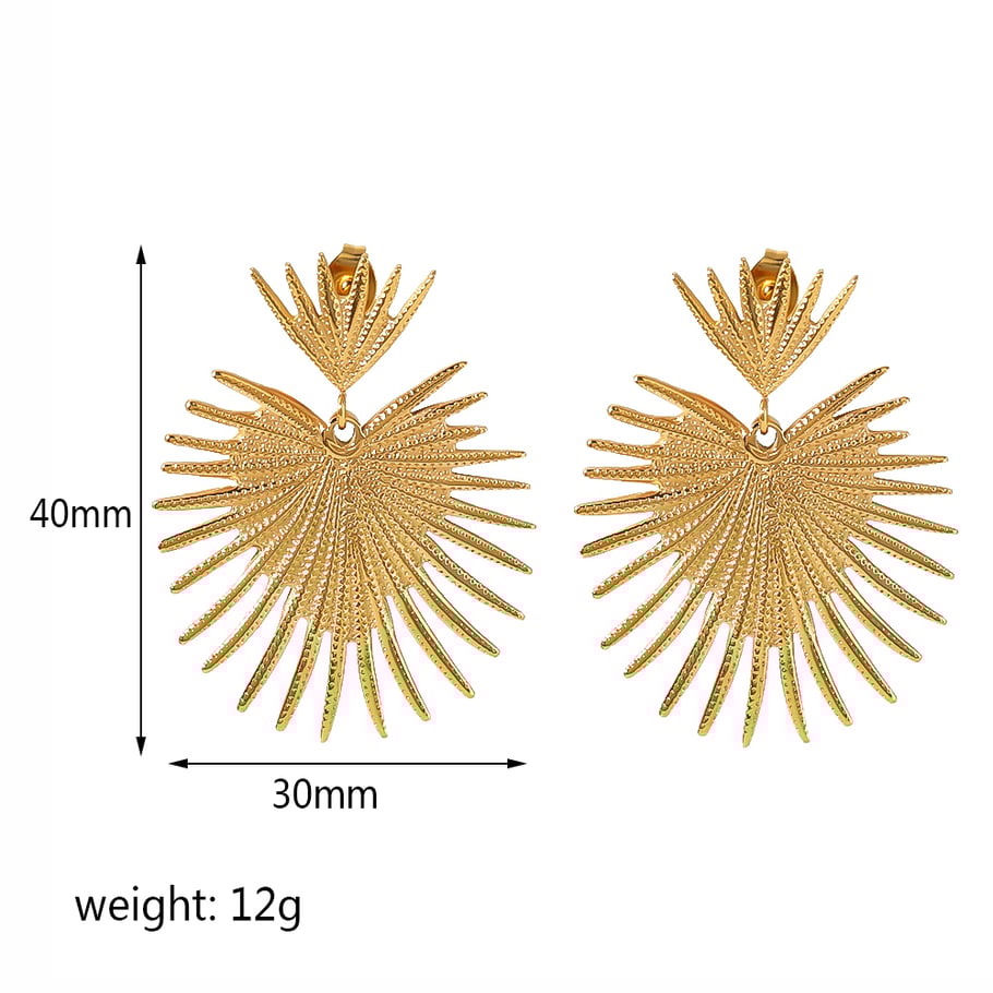 1 Stück personalisierte, modische, fächerförmige Ohrringe aus 18 Karat vergoldetem Edelstahl mit Quaste für den Alltag von Damen Bild4
