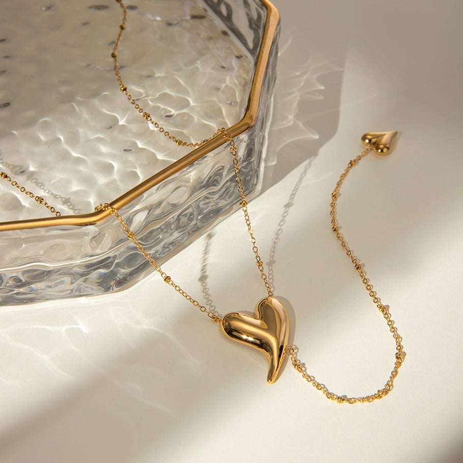 1 Paar Simple Series Simple Heart Edelstahl Goldfarben Damen Ohrringe Set Bild7