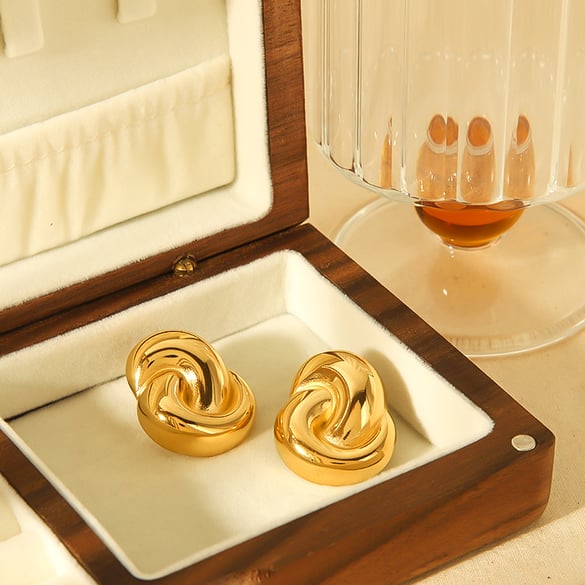 1 pair of personalized fashion 18k gold-plated stainless steel geometric hoop earrings for women's daily wear 2