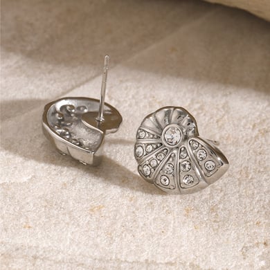 18K gold stainless steel/conch with rhinestone earrings ins unique design high price left and right titanium steel earrings h5 Picture6