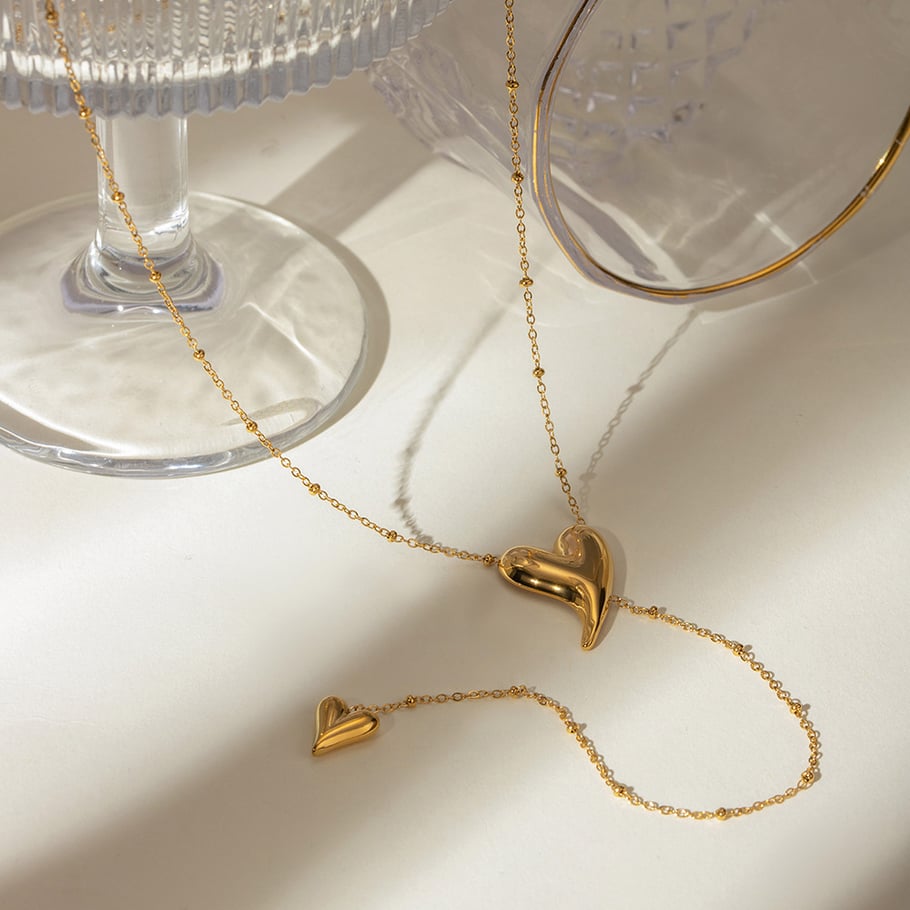 1 Paar Simple Series Simple Heart Edelstahl Goldfarben Damen Ohrringe Set Bild8