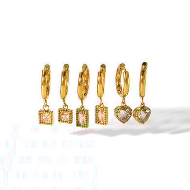 1 piece of fashion classic 18k gold-plated stainless steel geometric heart-shaped square pendant earrings for women for daily wear h5 Picture5