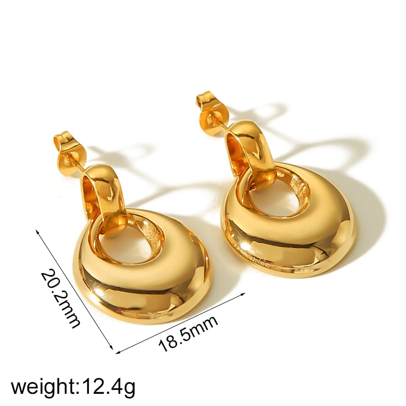 1 Paar klassische, modische Ohrringe aus 18 Karat vergoldetem Edelstahl mit glänzendem geometrischem Ringanhänger für Damenschmuck zum täglichen Tragen Bild5