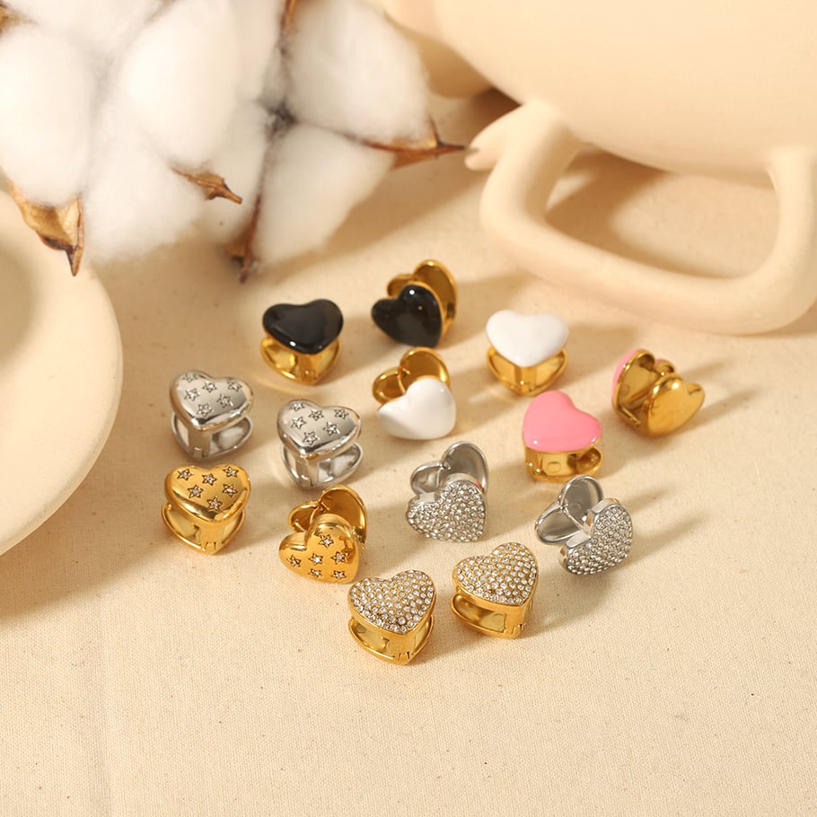 1 Paar Simple Series Sweet Heart Edelstahl 18 Karat vergoldete Damen-Ohrstecker Bild6