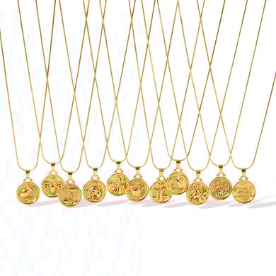 1 piece of classic fashion 18k gold-plated stainless steel 12 constellation pendant necklace for women's jewelry for daily wear h5 Picture4