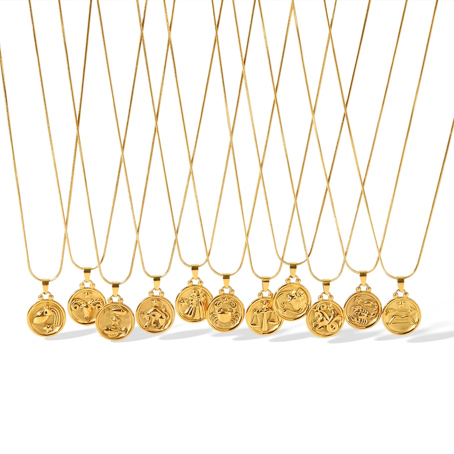 1 piece of classic fashion 18k gold-plated stainless steel 12 constellation pendant necklace for women's jewelry for daily wear Picture4