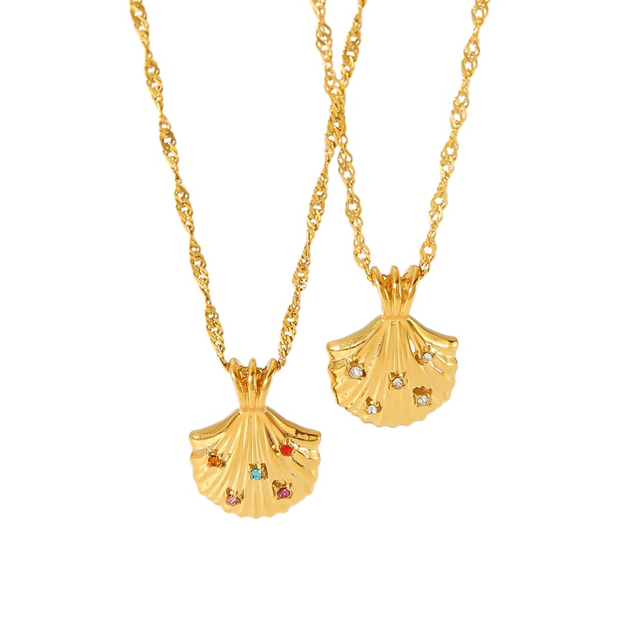 1 Stück kreative und modische Halskette aus 18 Karat vergoldetem Edelstahl mit geometrischem Anhänger aus farbigen Diamanten für Damen zum täglichen Tragen Bild5