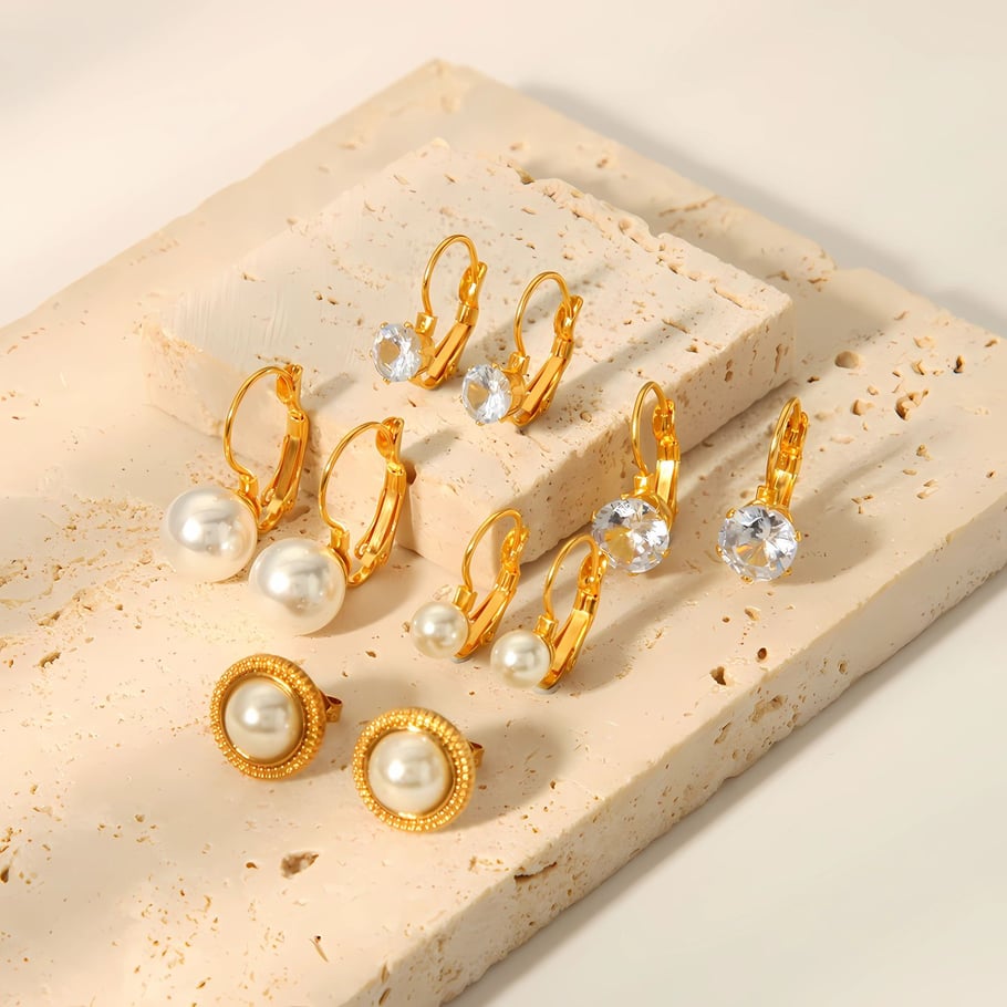 1 Paar elegante und modische Perlenohrringe aus 18 Karat vergoldetem Edelstahl für Damen zum täglichen Tragen Bild3