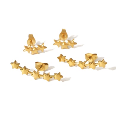 1 pair of stylish and simple 18k gold-plated stainless steel polished star earrings for women for daily wear h5 Picture5