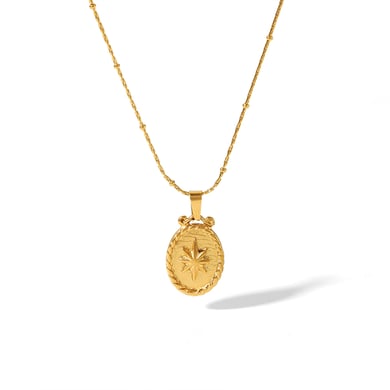 1 piece of vintage classic 18k gold-plated stainless steel love rose geometric round pendant necklace for women's daily wear h5 Picture4