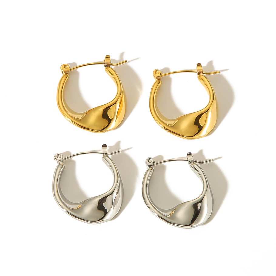 1 pair of simple and fashionable 18k gold-plated geometric twist hoop earrings for women's jewelry for daily wear Picture5
