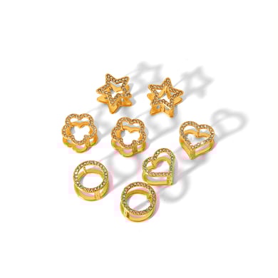 1 pair of exquisite and fashionable 18k gold-plated stainless steel hollow diamond star flower heart earrings for women's daily wear h5 Picture5