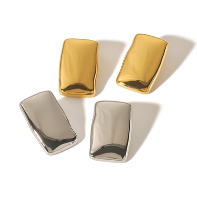1 Paar personalisierte, modische, glatte, rechteckige Ohrringe aus 18 Karat vergoldetem Edelstahl für Damenschmuck zum täglichen Tragen h5 Bild5