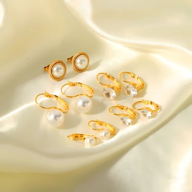 1 Paar elegante und modische Perlenohrringe aus 18 Karat vergoldetem Edelstahl für Damen zum täglichen Tragen h5 Bild4