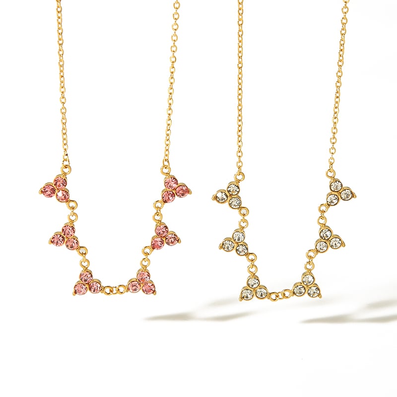 1 Stück schlichte und modische 18 Karat vergoldete Edelstahl-Diamant-Dreieckskette für Damen zum täglichen Tragen Bild5