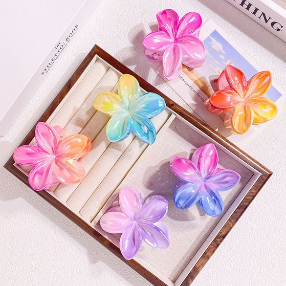 1 pezzo di artigli per capelli a forma di fiore con effetto sfocato colorato 2