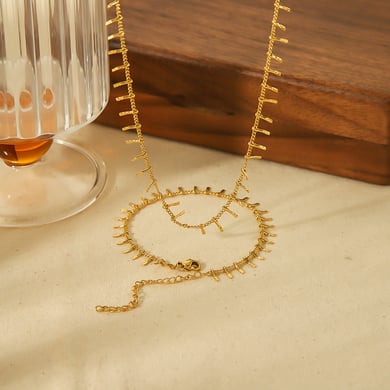 1 Stück schlichte und modische geometrische Halskette aus 18 Karat vergoldetem Edelstahl für Damen zum täglichen Tragen h5 Bild3