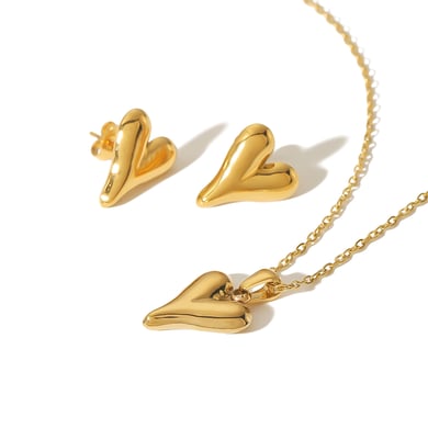 1 paire de boucles d&#39;oreilles classiques simples en acier inoxydable plaqué or 18 carats en forme de cœur géométrique pour un usage quotidien pour femme h5 Image4