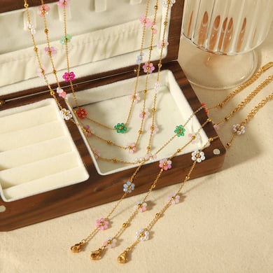 1 piece of fashionable and exquisite 18k gold-plated stainless steel colorful daisy flower bracelet for women's jewelry for daily wear h5 Picture4