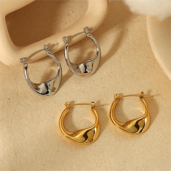 1 paar eenvoudige en modieuze 18k vergulde geometrische twist creolen voor dames sieraden voor dagelijks gebruik 2