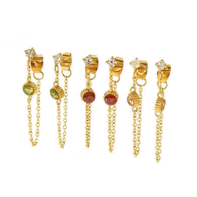 1 Paar exquisite und modische Quastenohrringe aus 18 Karat vergoldetem Edelstahl mit farbigen Diamanten für Damen zum täglichen Tragen h5 Bild5