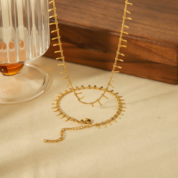 1 piece of simple and fashionable 18k gold-plated stainless steel geometric chain necklace for women for daily wear 2