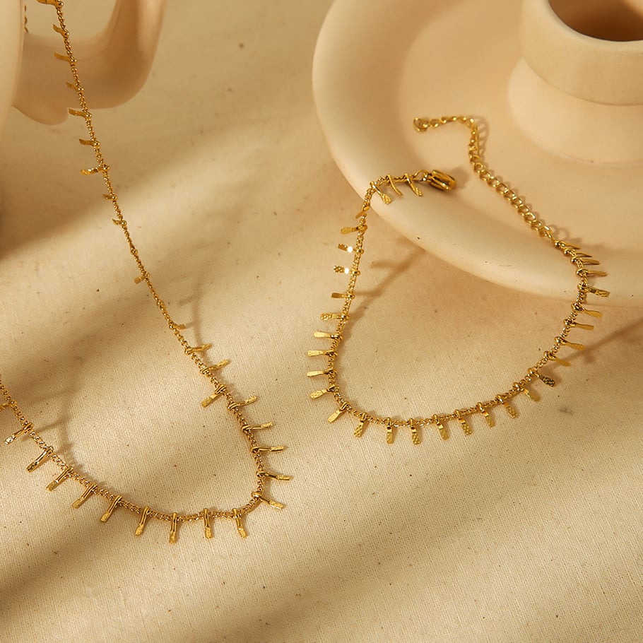 1 piece of simple and fashionable gold-plated stainless steel geometric chain necklace for women for daily wear h5Picture3