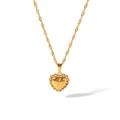 1 piece of vintage classic 18k gold-plated stainless steel love rose geometric round pendant necklace for women's daily wear h5 Picture6