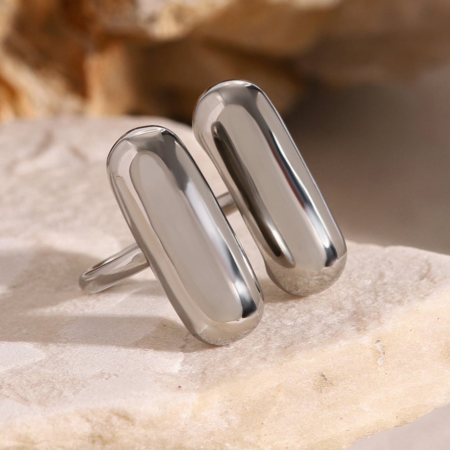 1 Piece Simple Style Geometric Stainless Steel 18k Gold Plated Women's Adjustable Rings Picture9